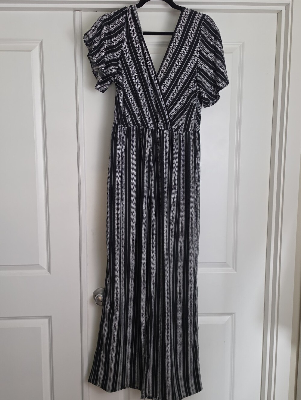 Xhilaration Black & White Striped Jumpsuit
